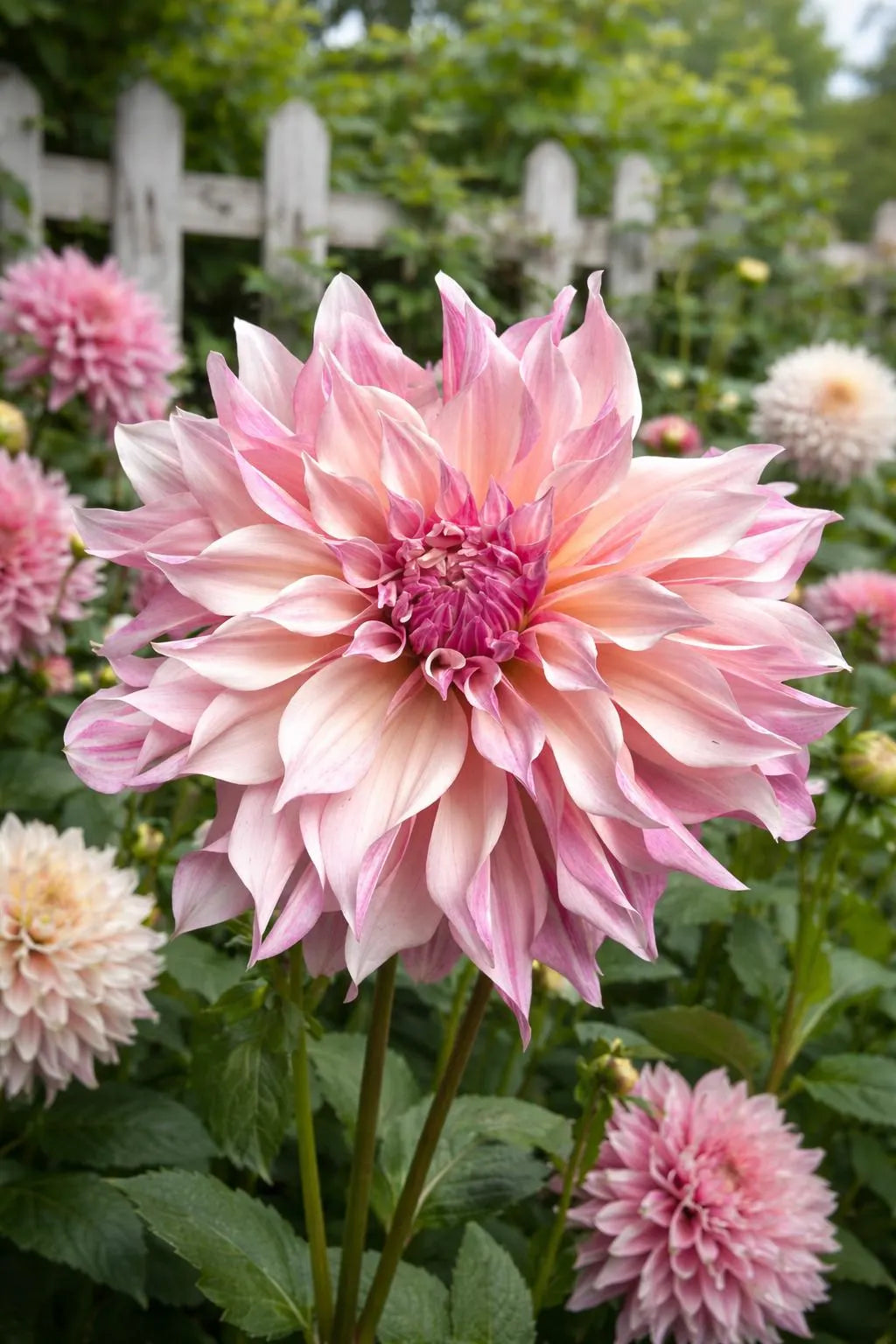 小物 Plantation - bicolor dot fringed stole Cafe Au Lait Royal Dinnerplate Dahlia | Blue Buddha Farm