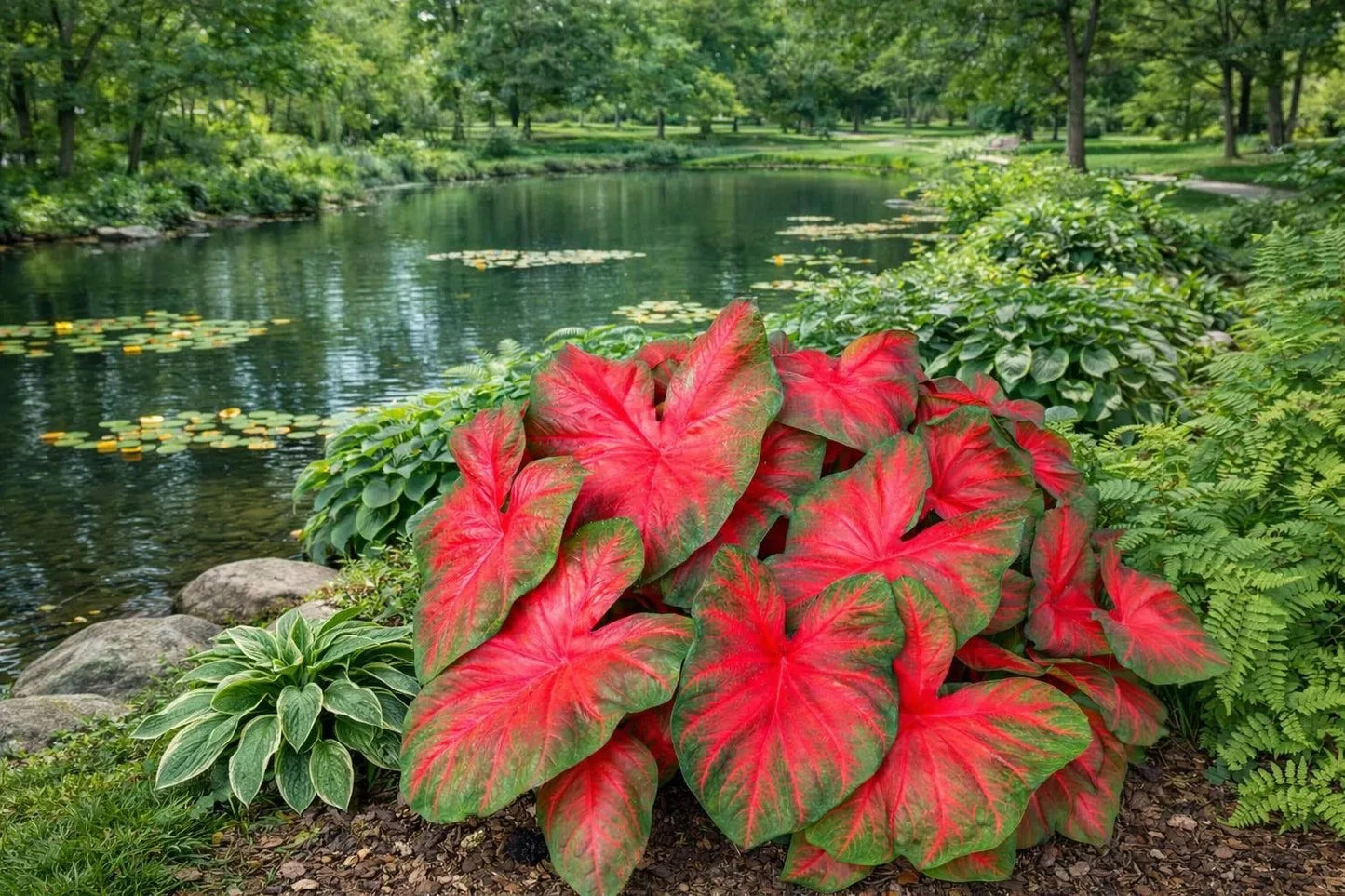 Rumbling Red Caladium Bulbs (2 bulbs) | Blue Buddha Farm