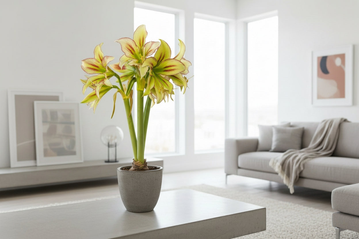 Amaryllis 'Graffiti' Bulb - Bold Green & Burgundy Striated Blooms