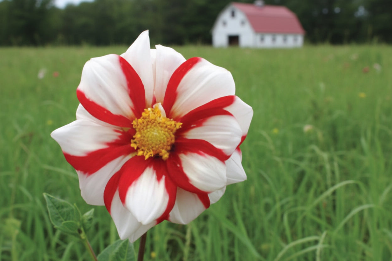Fire and Ice Dahlia | Red & White Decorative Dahlia | Striking Cut Flower Favorite