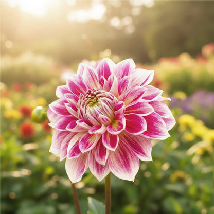 Close-up of a pink and white flower with a blurred green background