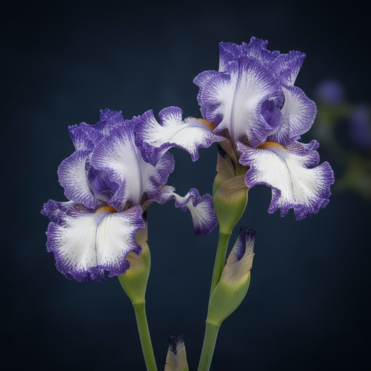 Ink Patterns Iris - Multiple Blooms Navy