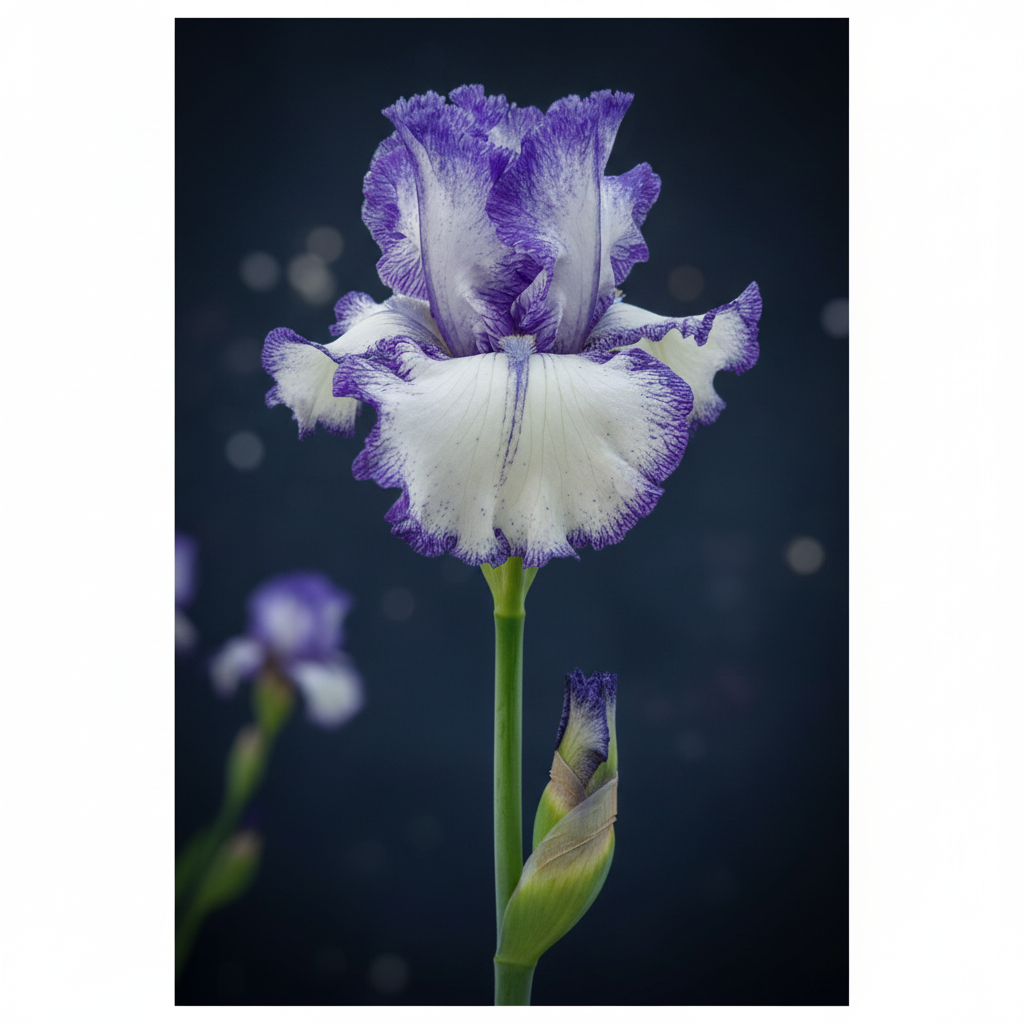 Ink Patterns Iris - Single Bloom Navy