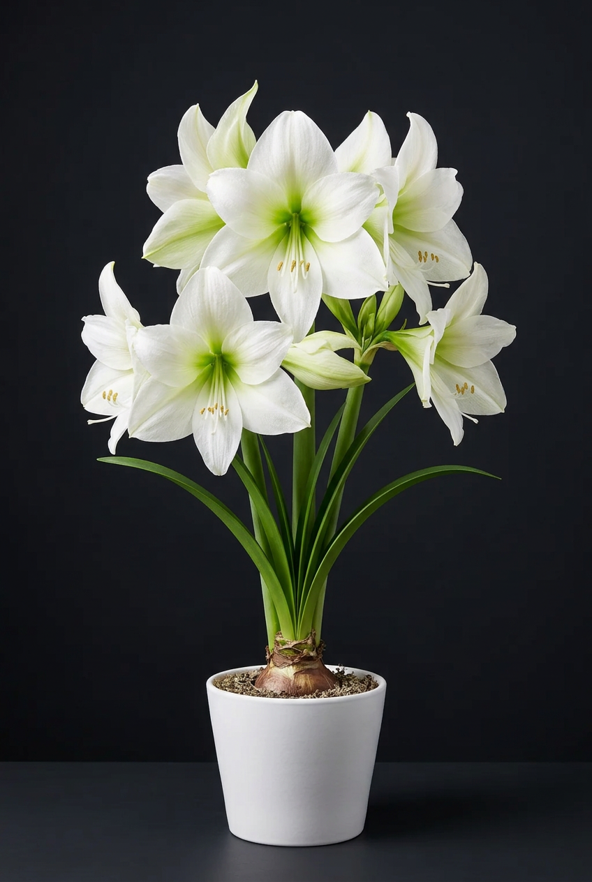 Mount Everest amaryllis on charcoal background