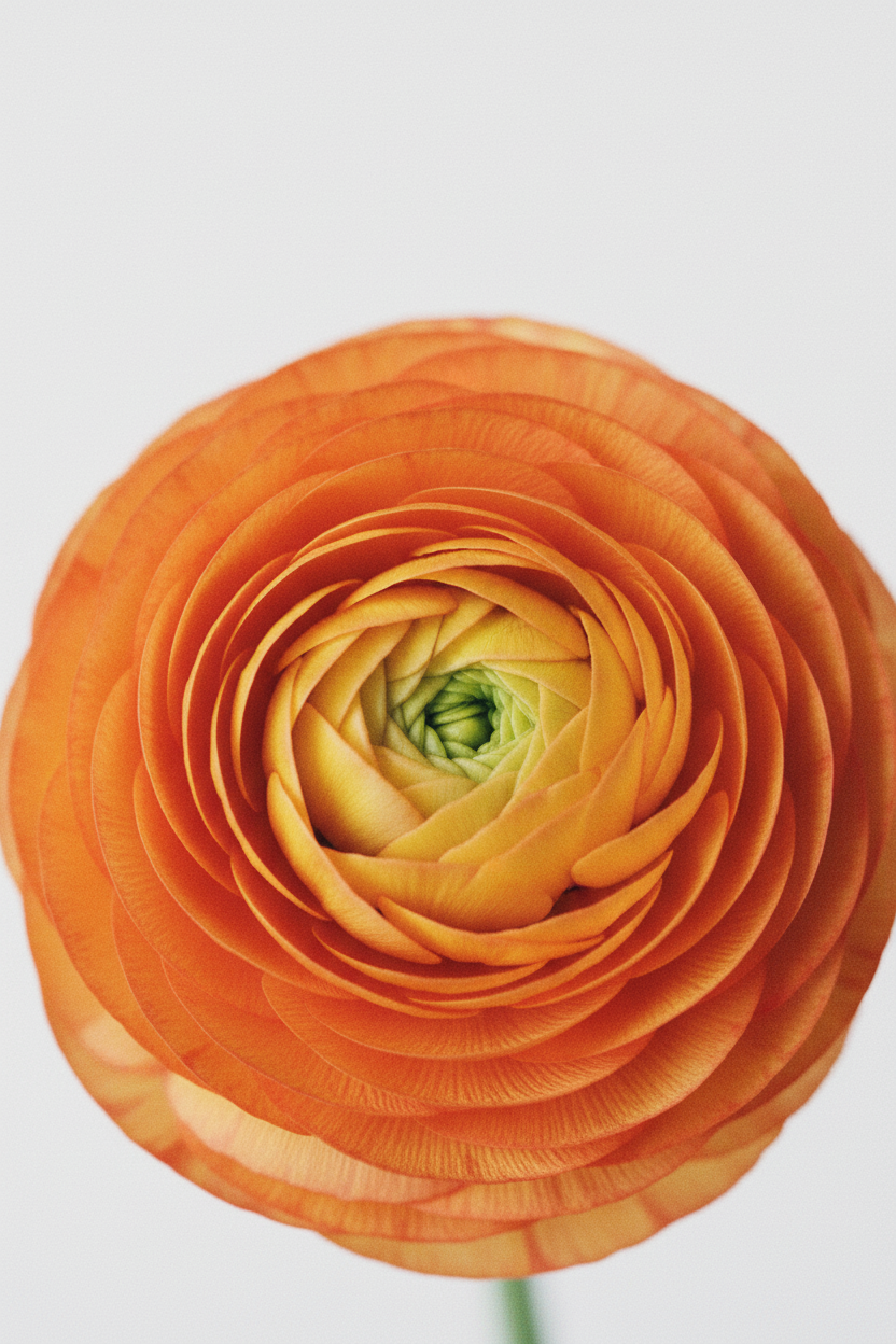 Picotee Orange Ranunculus Close-up