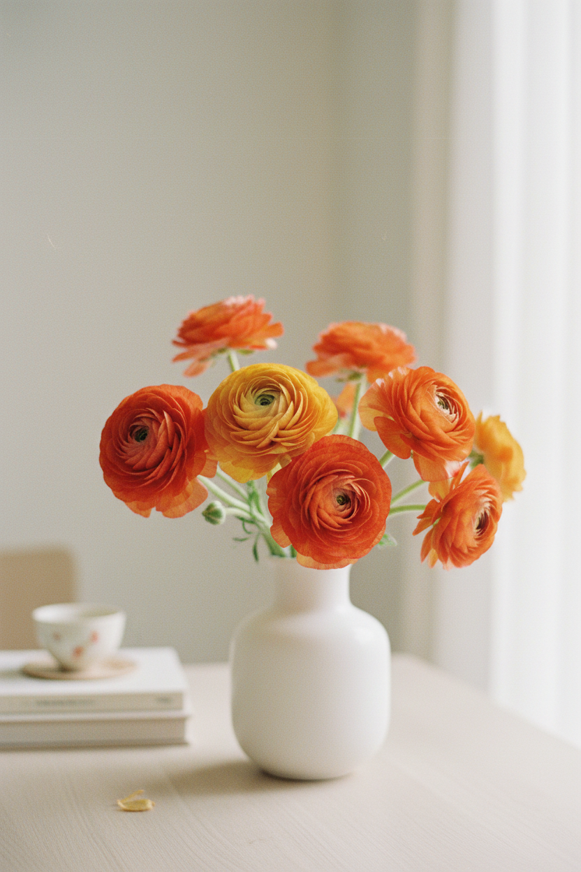Picotee Orange Ranunculus Interior